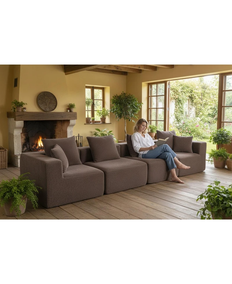Streamdale Furniture Modular Sectional Sofa, Full-Foam, Textured Brown Upholstery,