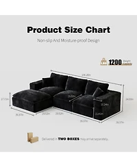Streamdale 108" Cloud Sectional Couch with L-Shape Chaise, Modern Modular Sofa, Deep Seat, Plush Corduroy