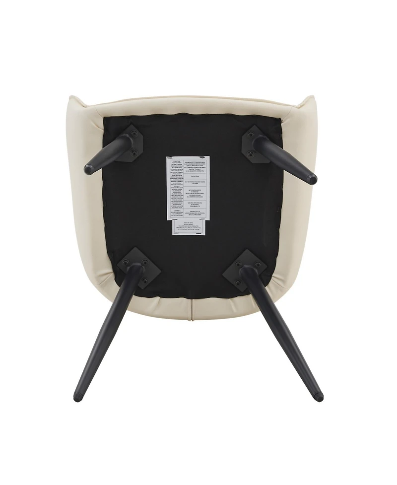 Streamdale Furniture Streamdale Dining Chairs Set of 4, Off White Faux Leather, Gold Mesh Texture, Black Legs (Set of 4