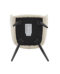 Streamdale Furniture Streamdale Dining Chairs Set of 4, Off White Faux Leather, Gold Mesh Texture, Black Legs (Set of 4