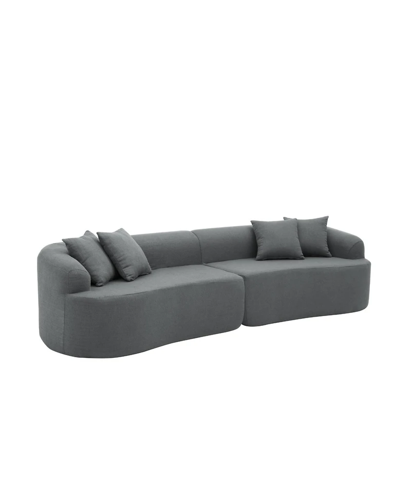 Streamdale Furniture Streamdale Curved Lamb's Wool Modular Sectional Sofa - Gray