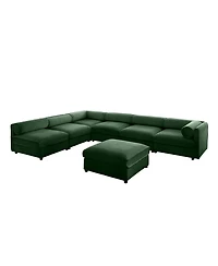 Streamdale Modern 6-Piece Modular Sectional Sofa with Storage - Soft Green Chenille