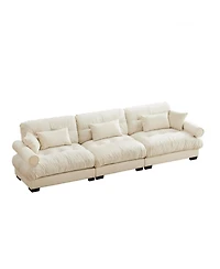 Streamdale Furniture Streamdale Extra Large 3 Seat Modern Velvet Sofa, Oversize, Cloud-Like Comfort, Cream