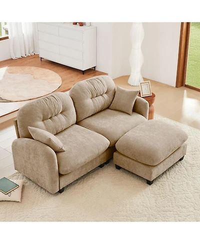 Streamdale Furniture Streamdale Cloud Sectional L-Shaped Couch w/ Ottoman, Soft Chenille, Tufted