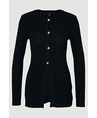 Karen Millen Women's Dome Button Longline Knitted Cardi