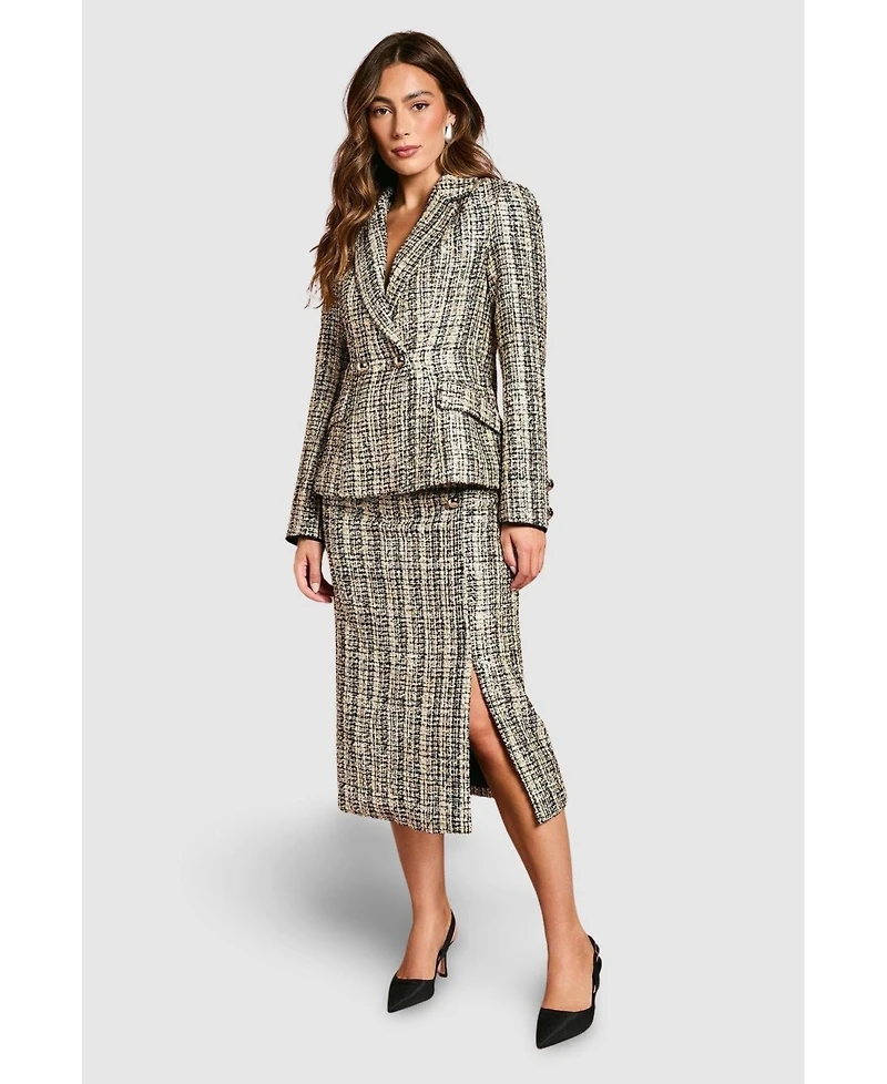 Coast Women's Sequin Tweed Fitted Blazer