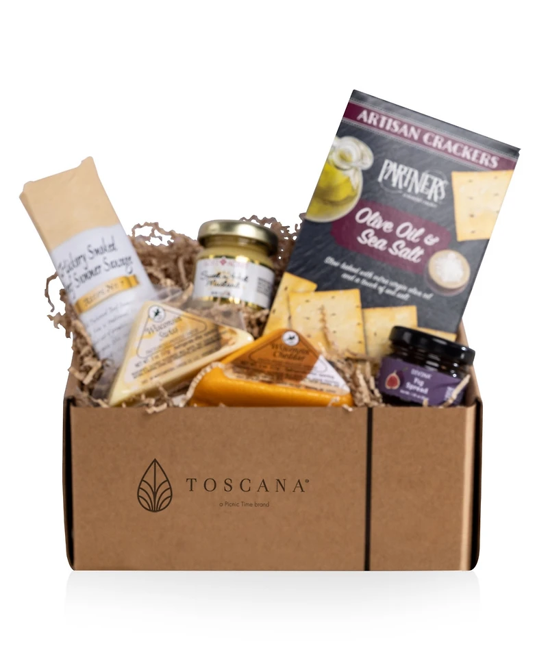 Toscana Acacia Circo Cheese Board with Gourmet Gift Pack, 6-Piece