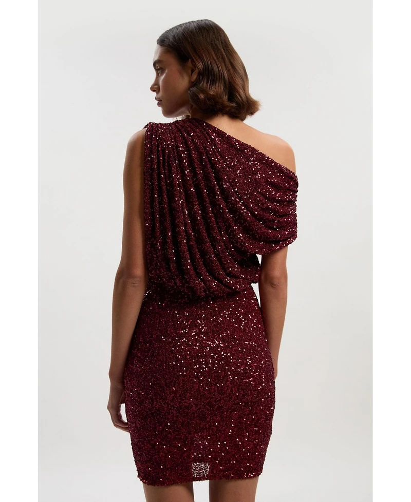 Karen Millen Women's One Shoulder Sequin Mini Dress