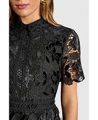 Coast Women's Velvet Lace Collared Midi Dress