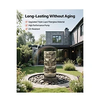 Outdoor 4-Tier Block Stack Yard Fountain for Garden or Patio