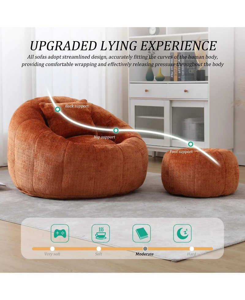 Streamdale Furniture Streamdale Modern Bean Bag Chair with Ottoman for Adults