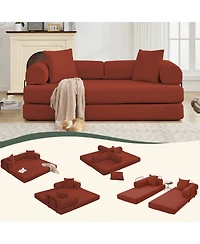 Streamdale Furniture 78.5" Folding Convertible Out Sleeper Sofa Bed, 5-in-1 Diy Combination Sofa