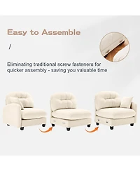 Streamdale Furniture Streamdale Loveseat Cloud Chenille Sectional Couch, Tufted, Ergonomic, Easy Install, Beige