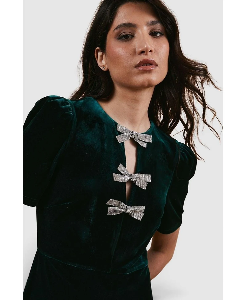 Oasis Women's Occasion Velvet Bow Midaxi Dress