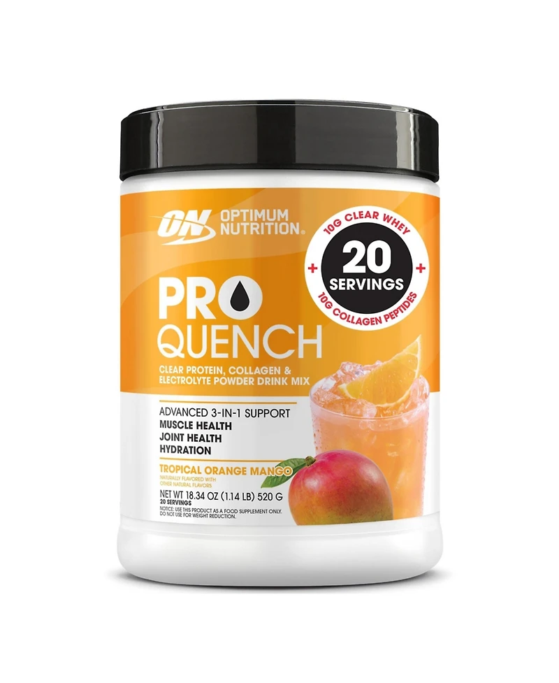 Optimum Nutrition Pro Quench Whey + Collagen Protein Powder, Tropical Orange Mango, 20 Serve