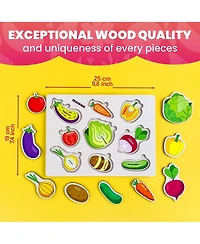 Quokka Wooden 4 Set Pegged Puzzles for Kids Ages 1-2 – Veggies Learning Toy for Kids
