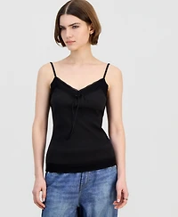 No Comment Juniors' Ribbed Lace-Trim Camisole