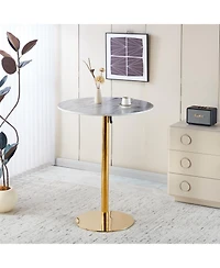 Streamdale Modern Gold Bar Table Set with 2 Adjustable Stools