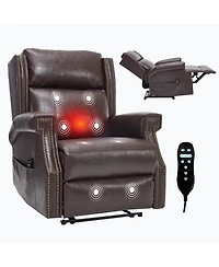 Streamdale Brown Faux Leather Manual Recliner Chair with 8 Vibrating Nodes & 3 Massage Modes