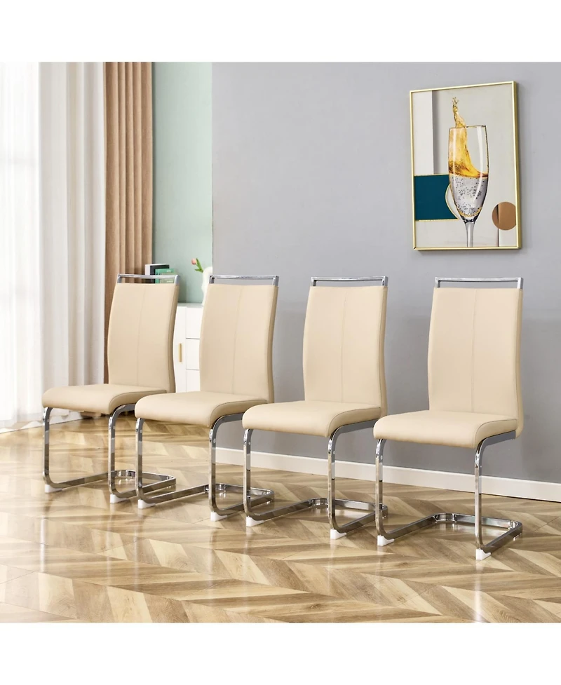 Streamdale Modern Pu Leather Dining Chairs (Set of 4, Beige)