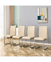Streamdale Modern Pu Leather Dining Chairs (Set of 4, Beige)