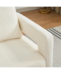 Streamdale Furniture Beige Swivel Accent Chair, Modern Rotating Arm Chair with Open Back