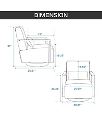 Streamdale 30.3"W Swivel Upholstered Chair with Solid Wood Armrests