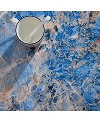 Streamdale Furniture Streamdale The oval natural marble coffee table side table in the living room, blue