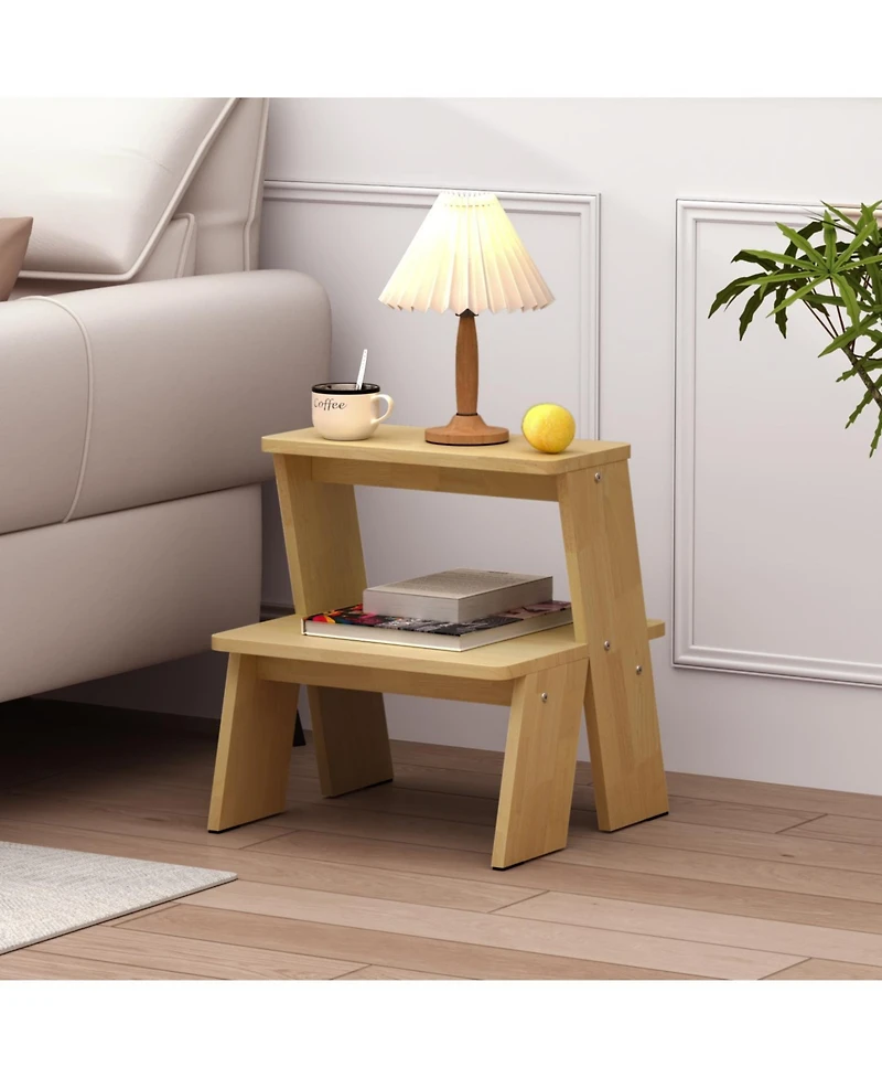 Streamdale Furniture Streamdale 2-Tier Natural Finish Wooden Nightstand/End Table