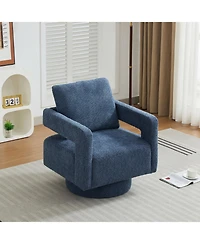 Streamdale Furniture Navy Swivel Chair, Modern Rotating Arm Chair with Open Back