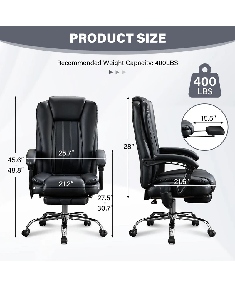 Streamdale Furniture Streamdale Massage Office Chair with Heat, Vibration, Foot Rest & Reclining Backrest