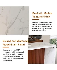 Streamdale Modern Kitchen Island Set with 4 Beige Bar Stools