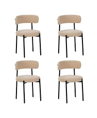 Streamdale Furniture Streamdale Medieval modern dining chair set, 4 pcs, round seat, black metal legs, beige