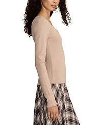 Lucky Brand Women's Lace Trim Henley Top