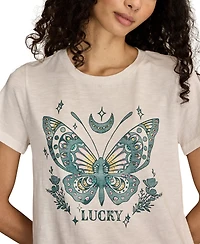 Lucky Brand Women's Tattoo Butterfly Crewneck T-Shirt