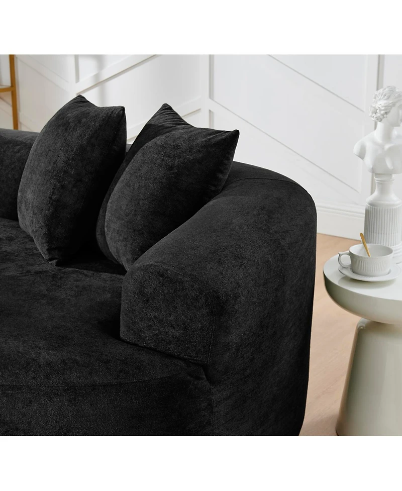 Streamdale Furniture Streamdale Modern Cloud 4-Seater Curved Sectional Sofa, Minimalist Black Chenille Couch