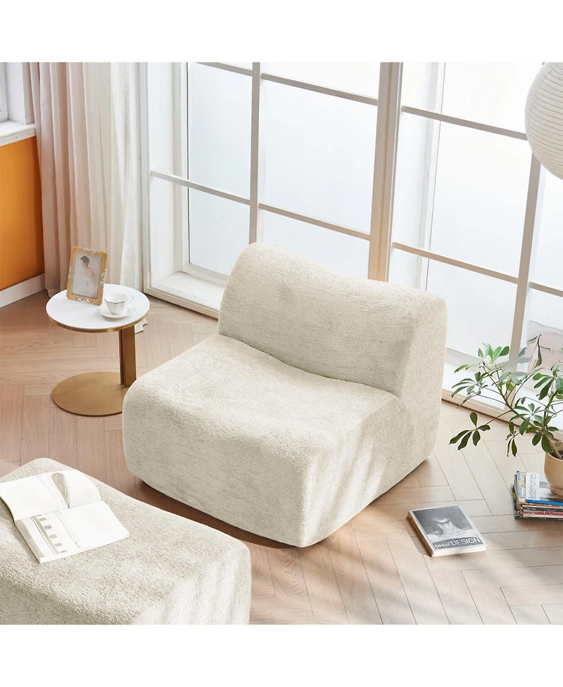 Streamdale Furniture Streamdale Single Foam Compression Sofa Chair with Footrest + Pillow