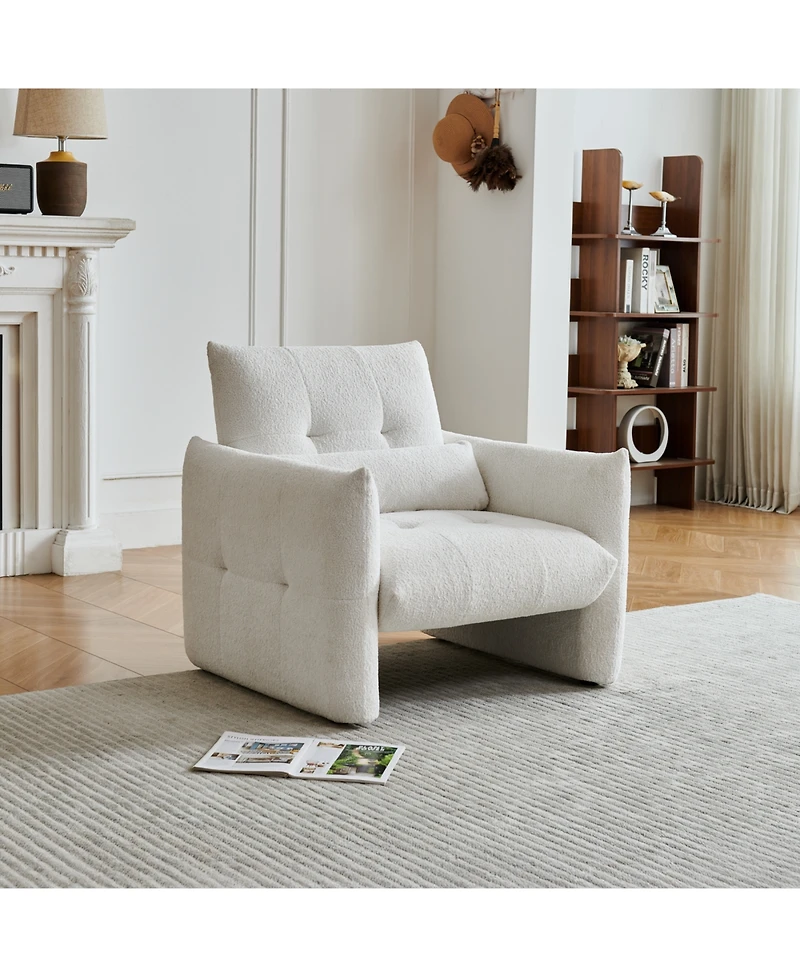 Streamdale Furniture Streamdale Modern Tufted Accent Chair with Velvet Upholstery and Lumbar Pillow