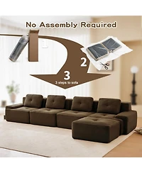 Streamdale Furniture Modern L-Shaped Corduroy Sectional Sofa with Movable Ottoman