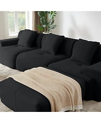 Streamdale Furniture Streamdale Modern L-Shaped Corduroy Sectional Sofa with Movable Ottoman