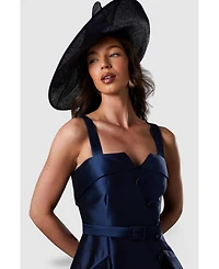 Coast Women's Tan Twill Belted Volume Midi Dress