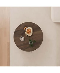 Streamdale Furniture Mdf Modern Round Coffee Table & 2 Pu Dining Chairs Set