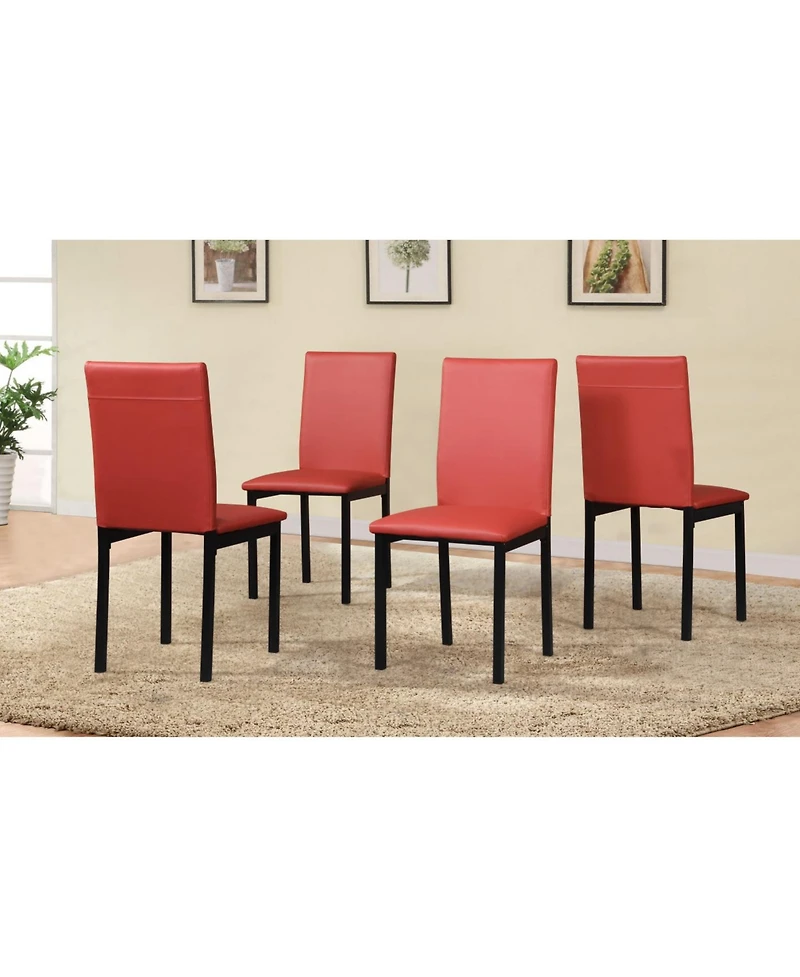 Streamdale Furniture 5-Piece Metal Dinette Set with Laminated Off-white Faux Marble Top, 4 Red Chairs