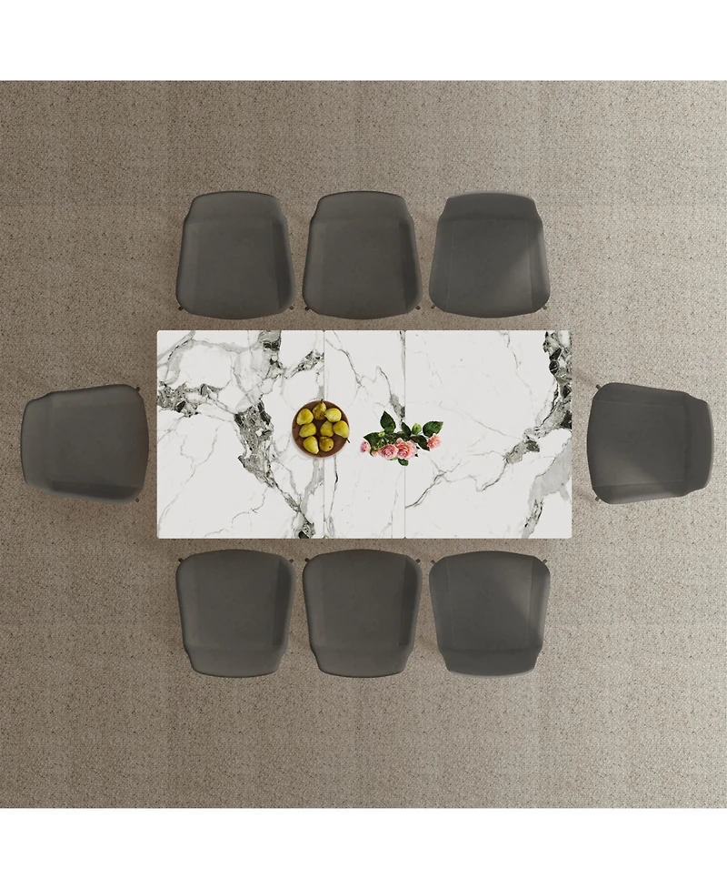 Streamdale Furniture 35" Round Black Glass Mid-Century Modern Dining Table