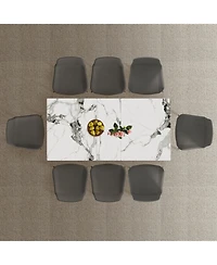 Streamdale Furniture 35" Round Black Glass Mid-Century Modern Dining Table