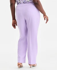 Kasper Plus Stretch Crepe Fly-Front Trousers