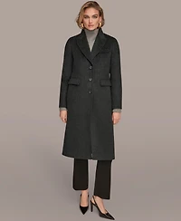 Donna Karan New York Women's Single-Breasted Stitch Trimmed Coat
