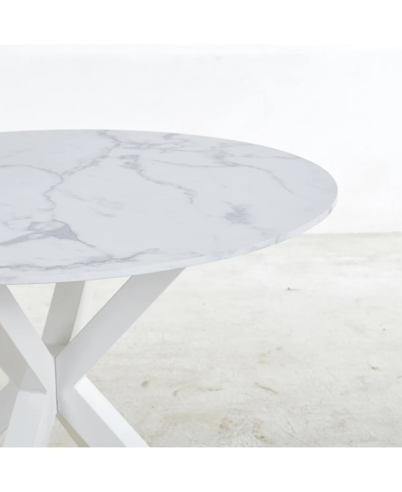 Streamdale Furniture 42.1" White Mid-century Dining Table with Round Mdf Top