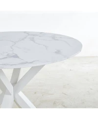 Streamdale Furniture 42.1" White Mid-century Dining Table with Round Mdf Top