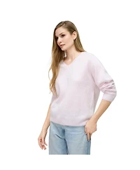 Bellemere New York Women's Brushed Silk Cashmere V-Neck Sweater